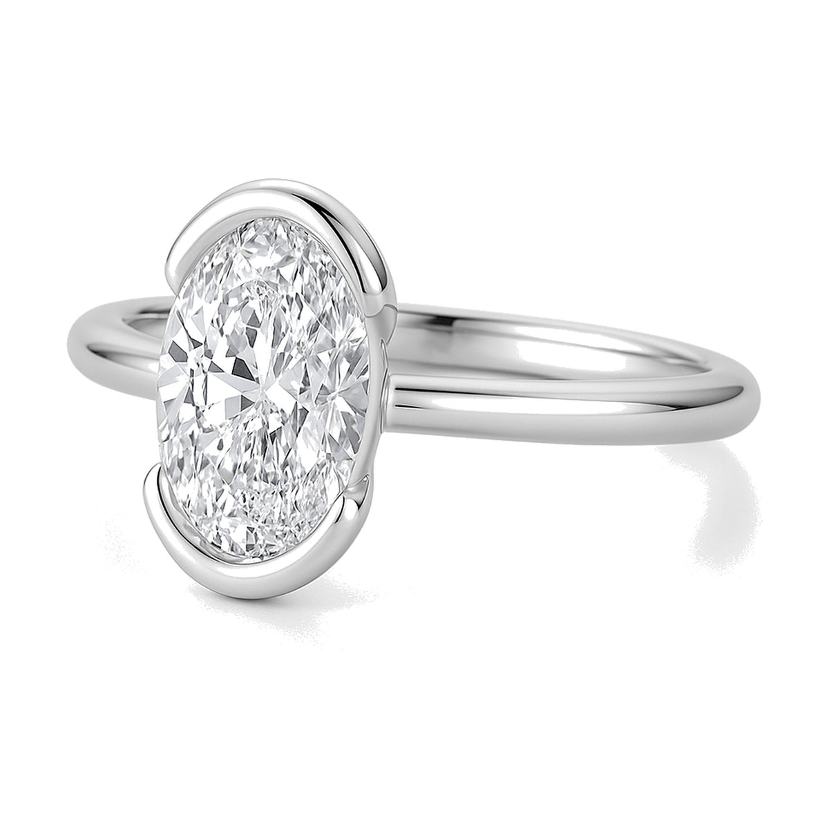 Elise ring in 14K white gold with an oval-cut lab-grown diamond