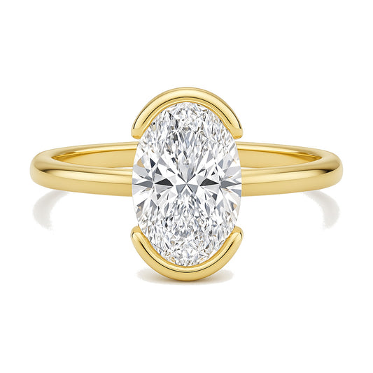Elise ring in 14K yellow gold with an oval-cut lab-grown diamond