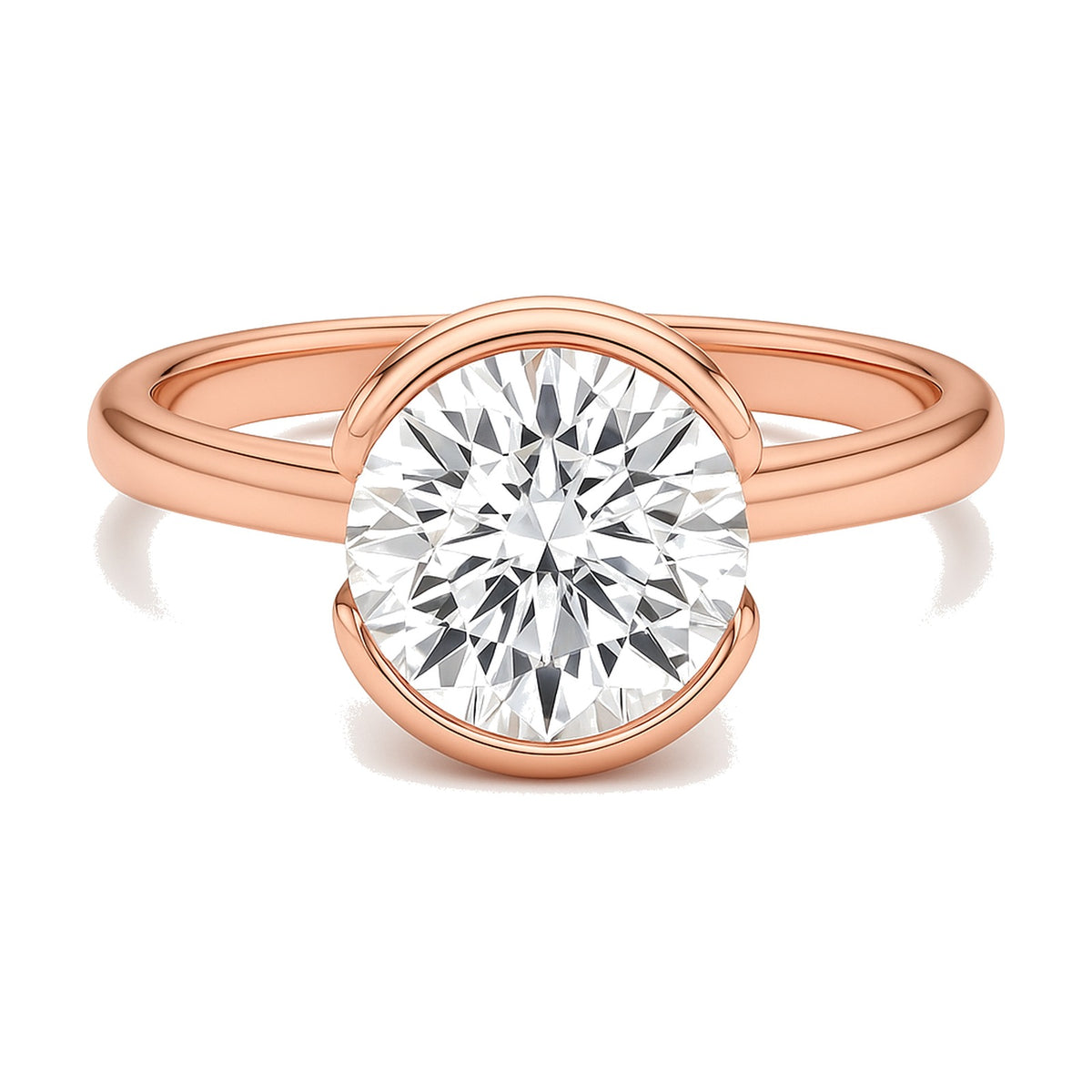 Emma ring in 14K rose gold with a round-cut lab-grown diamond