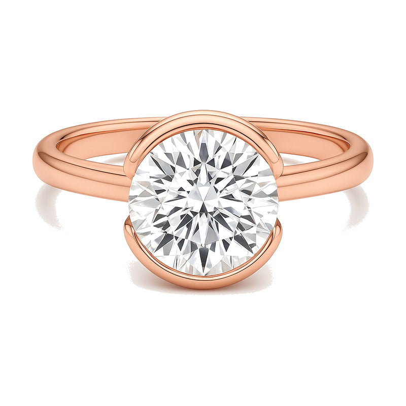 Emma ring in 14K rose gold with a round-cut lab-grown diamond