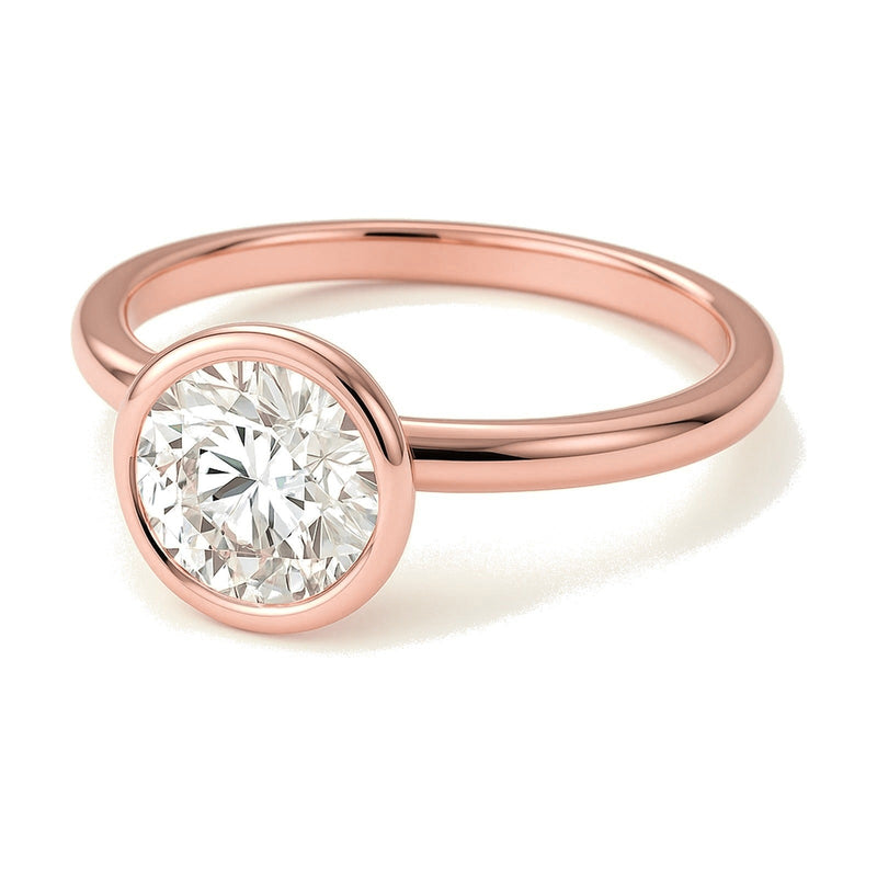 Emma ring in 14K rose gold with a round-cut lab-grown diamond