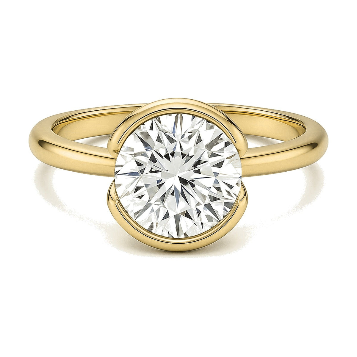Emma ring in 14K yellow gold with a round-cut lab-grown diamond