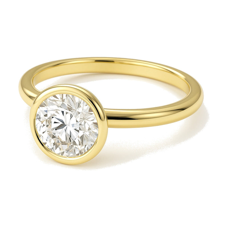Emma ring in 14K yellow gold with a round-cut lab-grown diamond