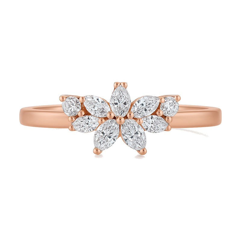 Fleur ring in 14K rose gold with a lab-grown diamond