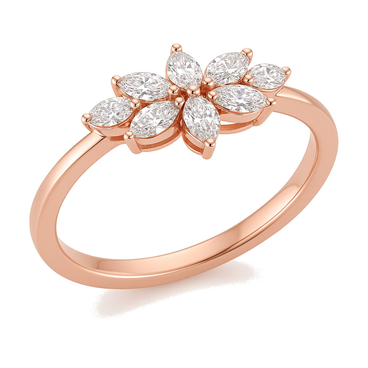 Fleur ring in 14K rose gold with a lab-grown diamond