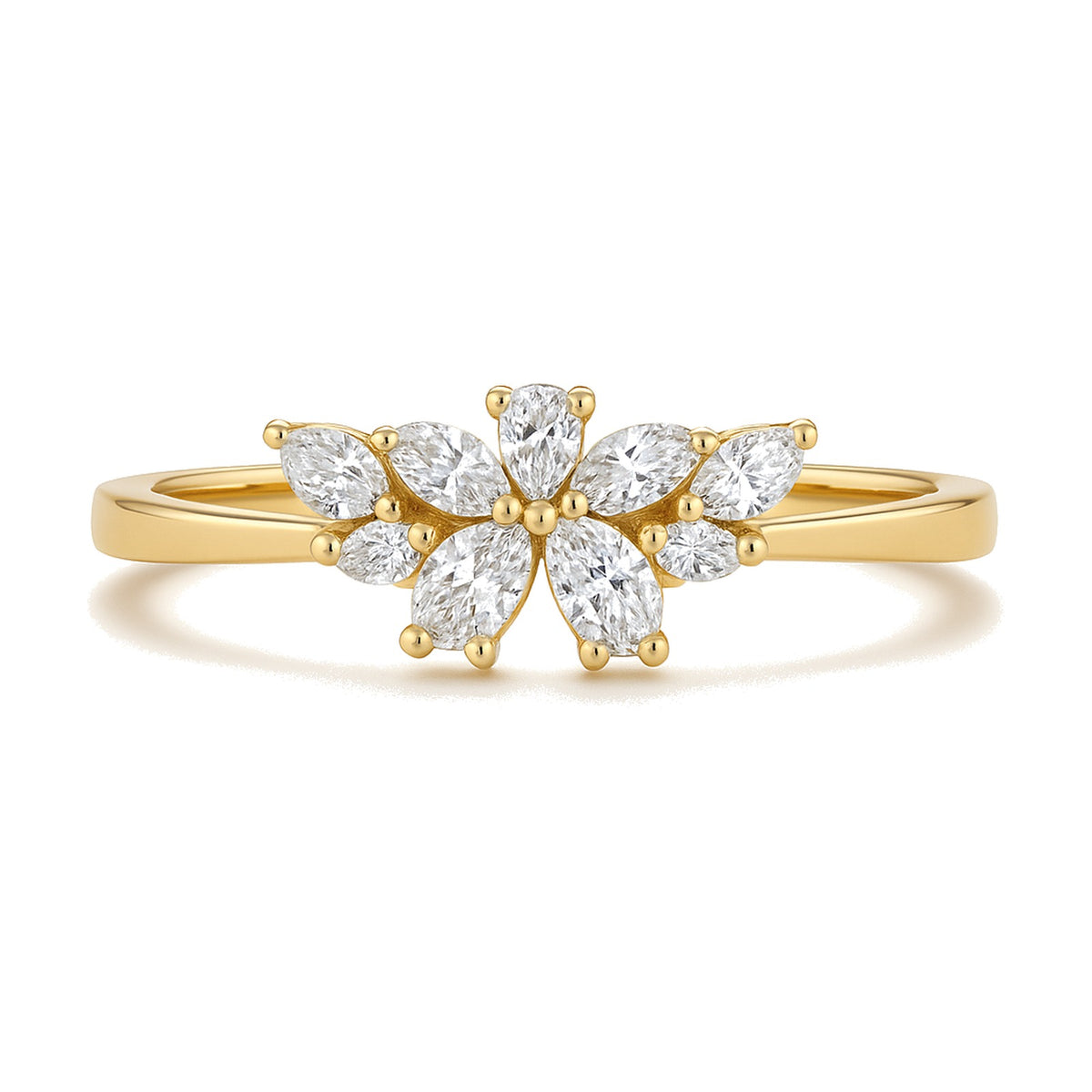 Fleur ring in 14K yellow gold with a lab-grown diamond