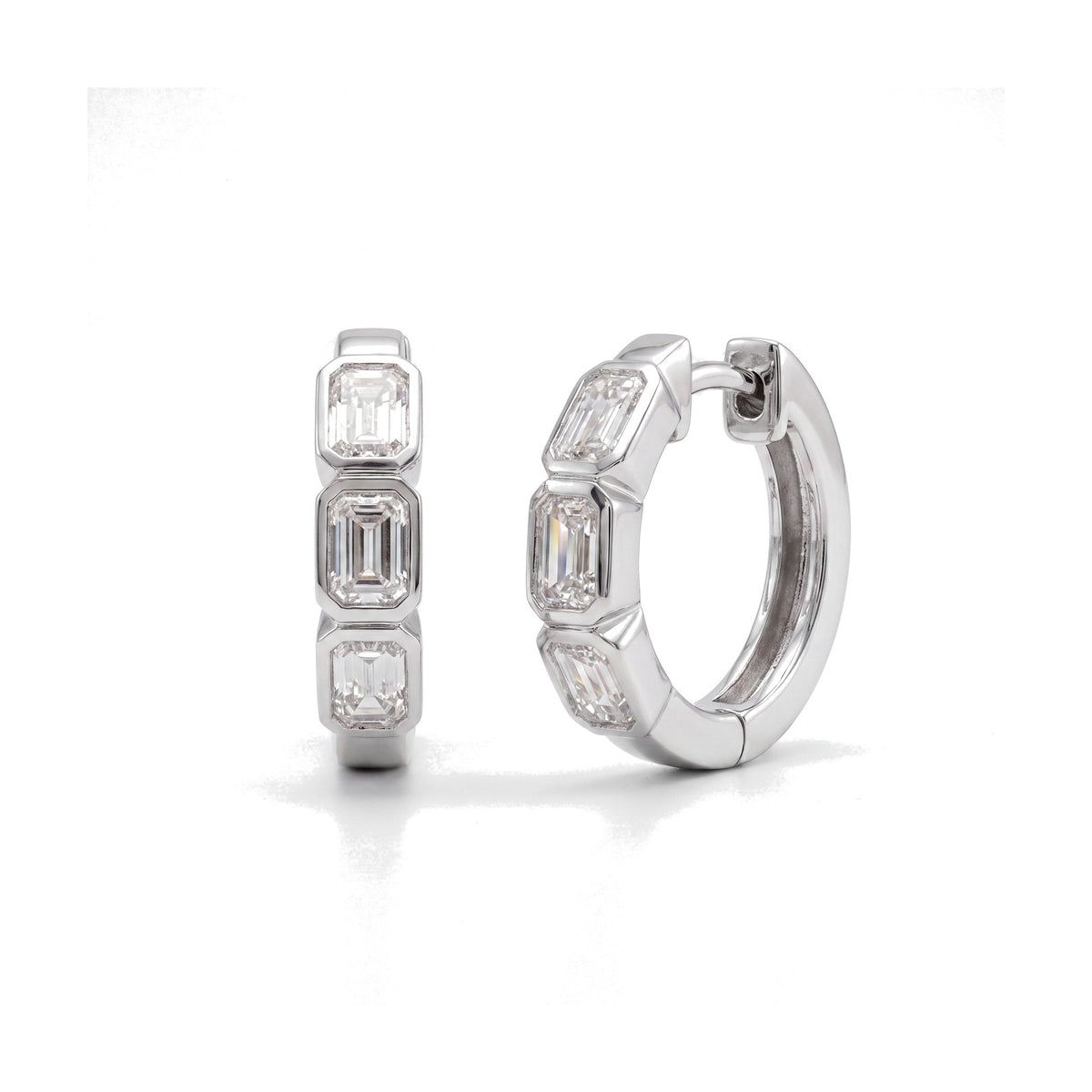 Giulia earrings in 14K white gold with an emerald-cut lab-grown diamond