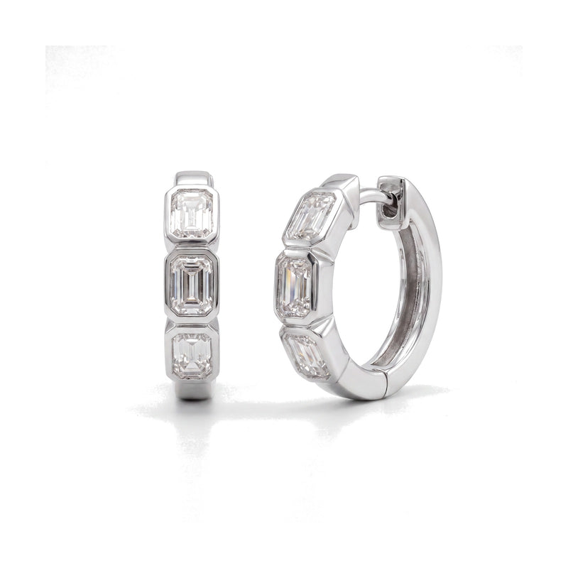 Giulia earrings in 14K white gold with an emerald-cut lab-grown diamond
