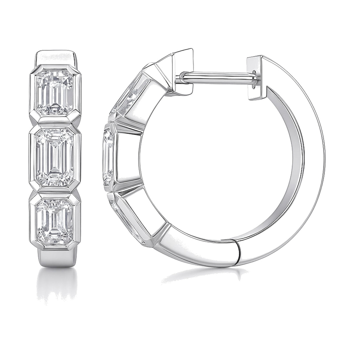 Giulia earrings in 14K white gold with an emerald-cut lab-grown diamond