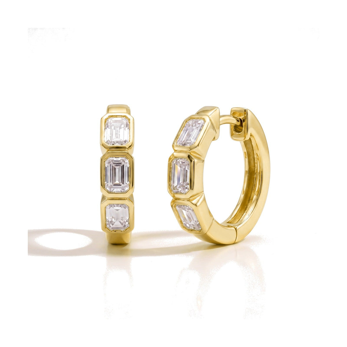 Giulia earrings in 14K yellow gold with an emerald-cut lab-grown diamond