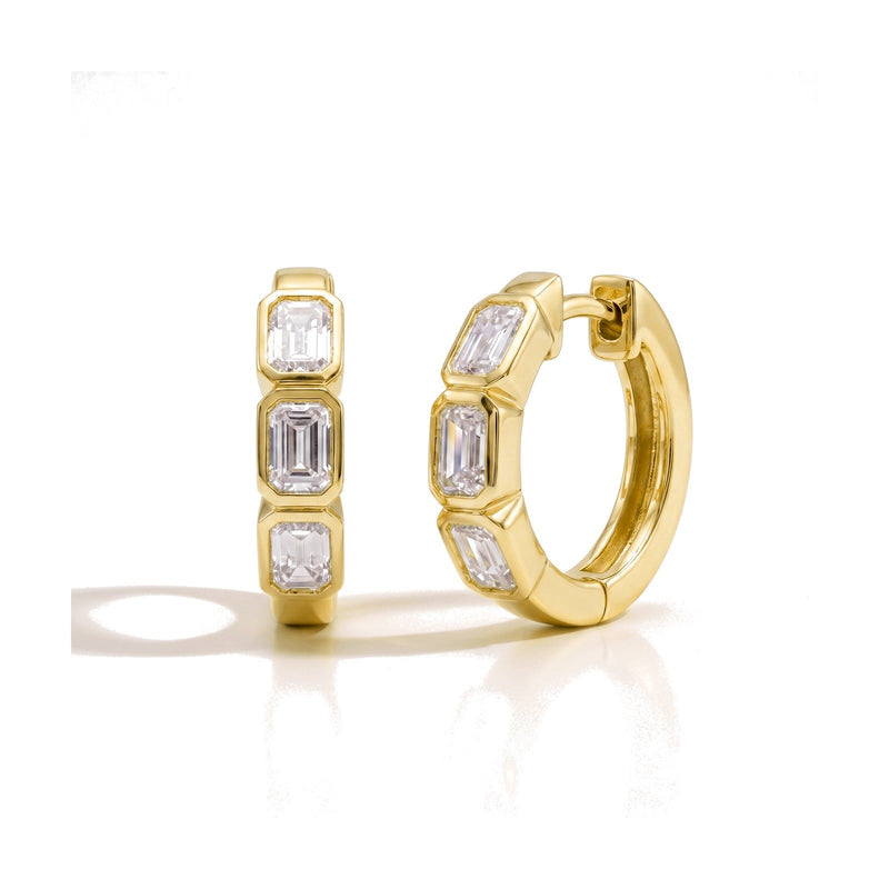 Giulia earrings in 14K yellow gold with an emerald-cut lab-grown diamond