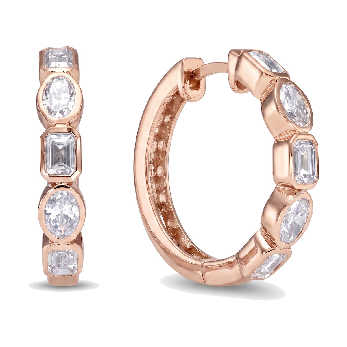 Ines earrings in 14K rose gold with a lab-grown diamond