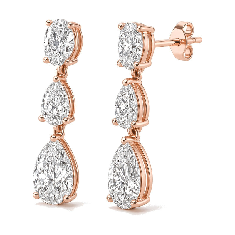 Isla earrings in 14K rose gold with a pear-cut lab-grown diamond