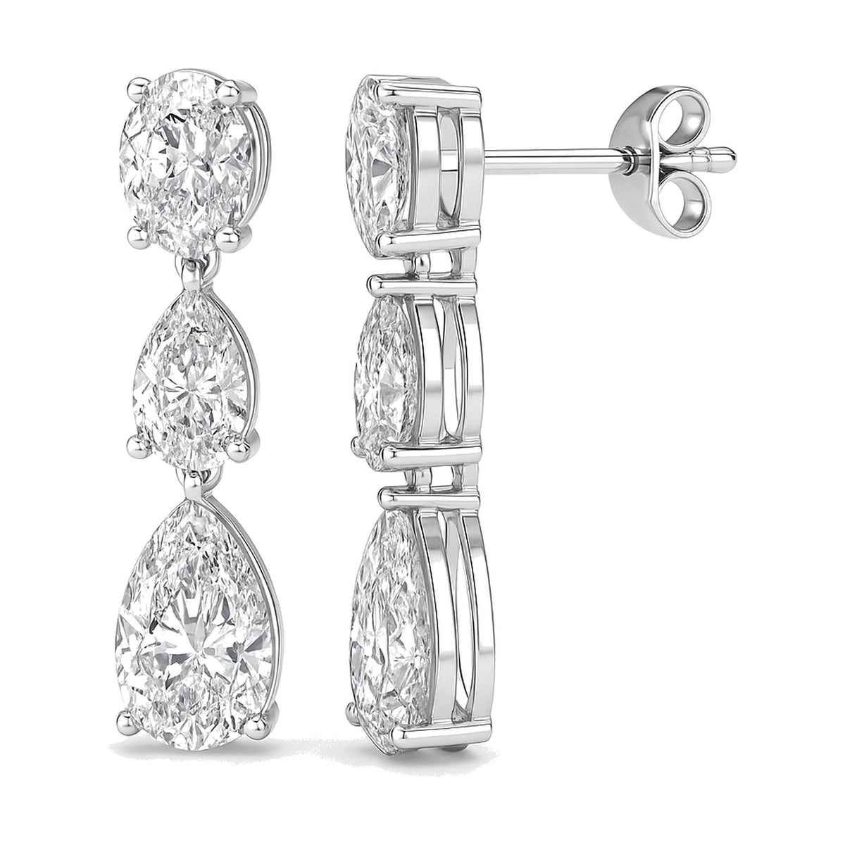 Isla earrings in 14K white gold with a pear-cut lab-grown diamond