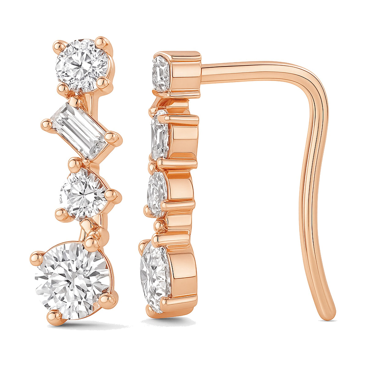 Ivy earrings in 14K rose gold with a lab-grown diamond