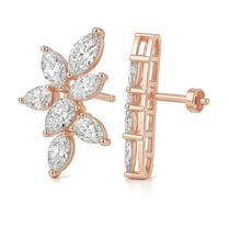Jade earrings in 14K rose gold with a pear-cut lab-grown diamond