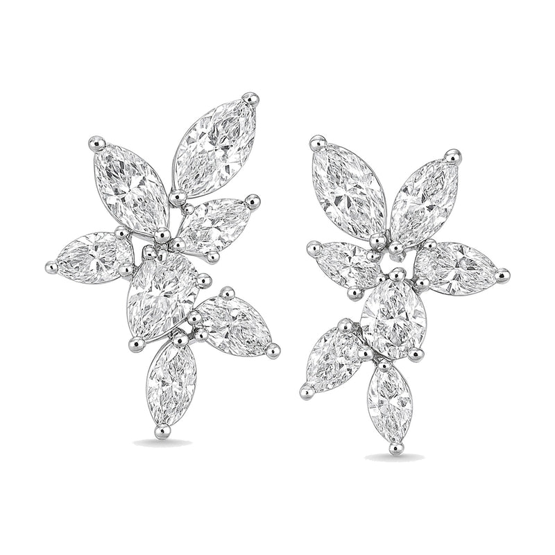 Jade earrings in 14K white gold with a pear-cut lab-grown diamond