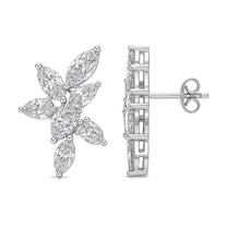 Jade earrings in 14K white gold with a pear-cut lab-grown diamond