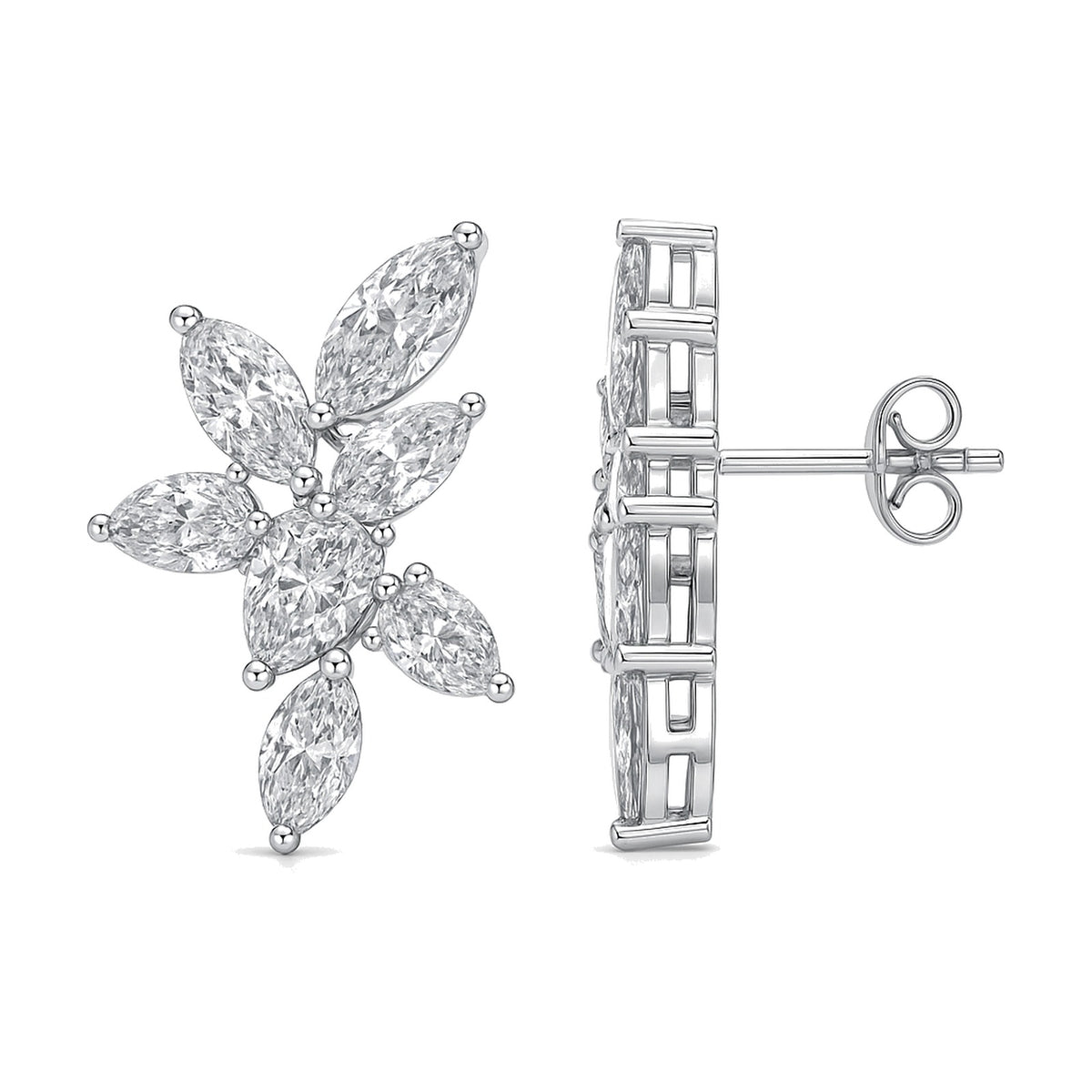 Jade earrings in 14K white gold with a pear-cut lab-grown diamond