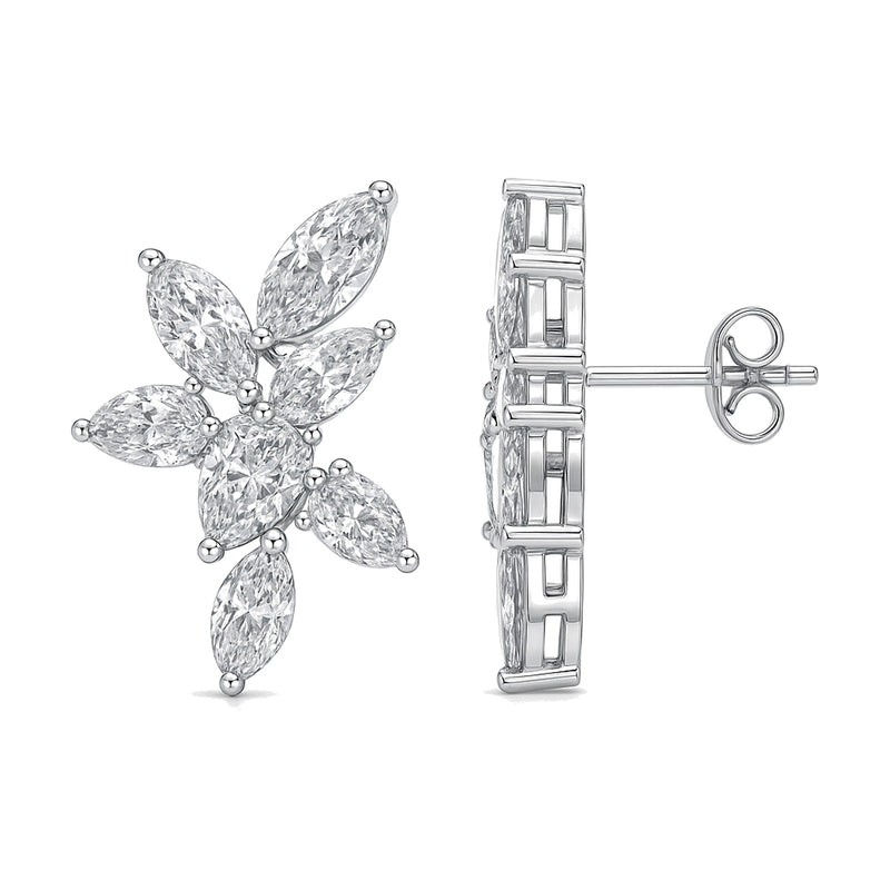 Jade earrings in 14K white gold with a pear-cut lab-grown diamond