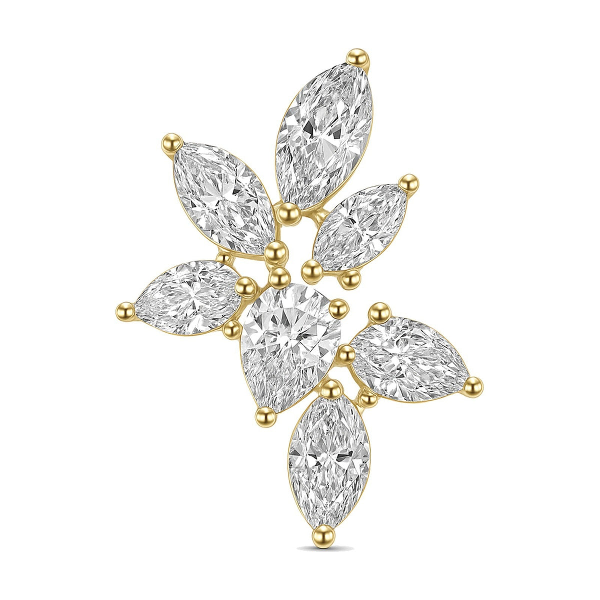 Jade earrings in 14K yellow gold with a pear-cut lab-grown diamond