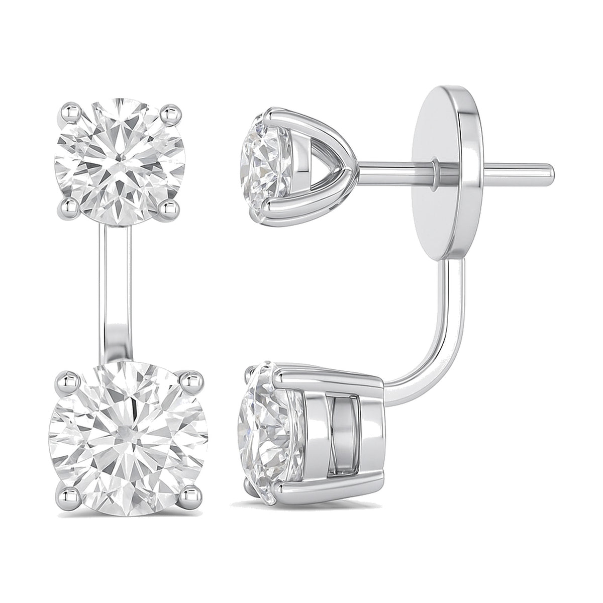 Juliette earrings in 14K white gold with a round-cut lab-grown diamond