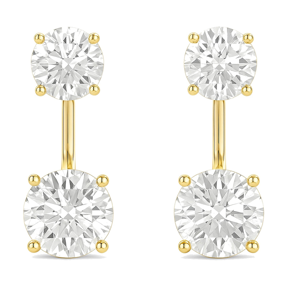 Juliette earrings in 14K yellow gold with a round-cut lab-grown diamond