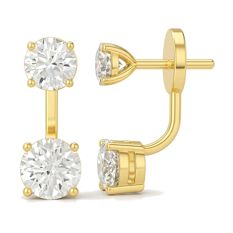 Juliette earrings in 14K yellow gold with a round-cut lab-grown diamond