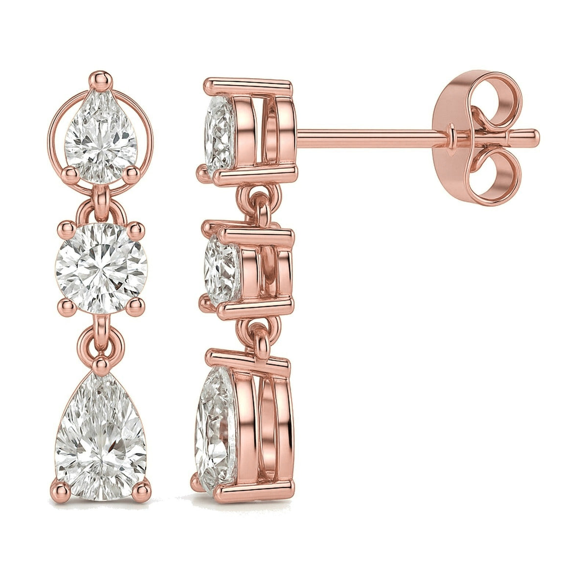 Laurel earrings in 14K rose gold with a lab-grown diamond