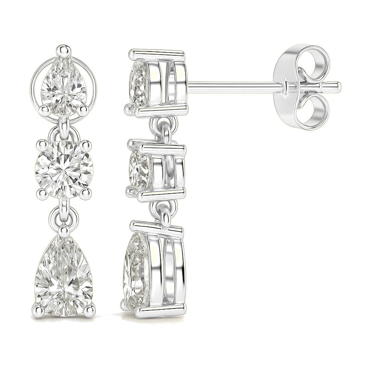 Laurel earrings in 14K white gold with a lab-grown diamond