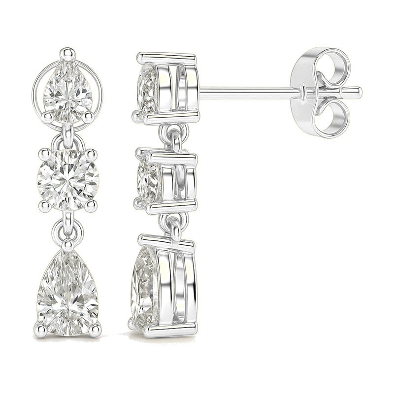 Laurel earrings in 14K white gold with a lab-grown diamond
