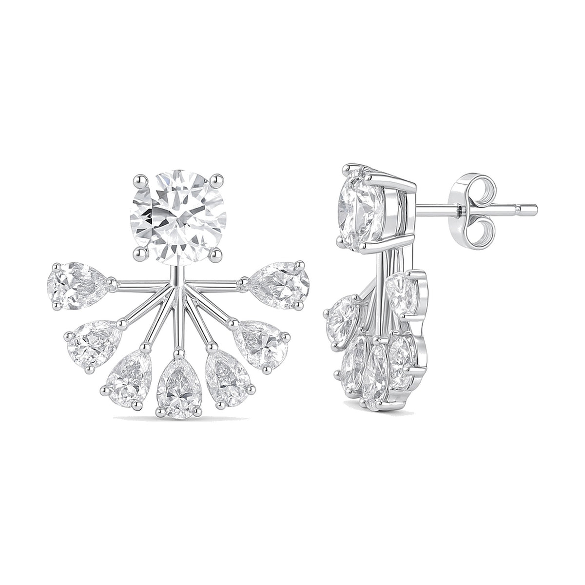 Lea earrings in 14K white gold with a round-cut lab-grown diamond