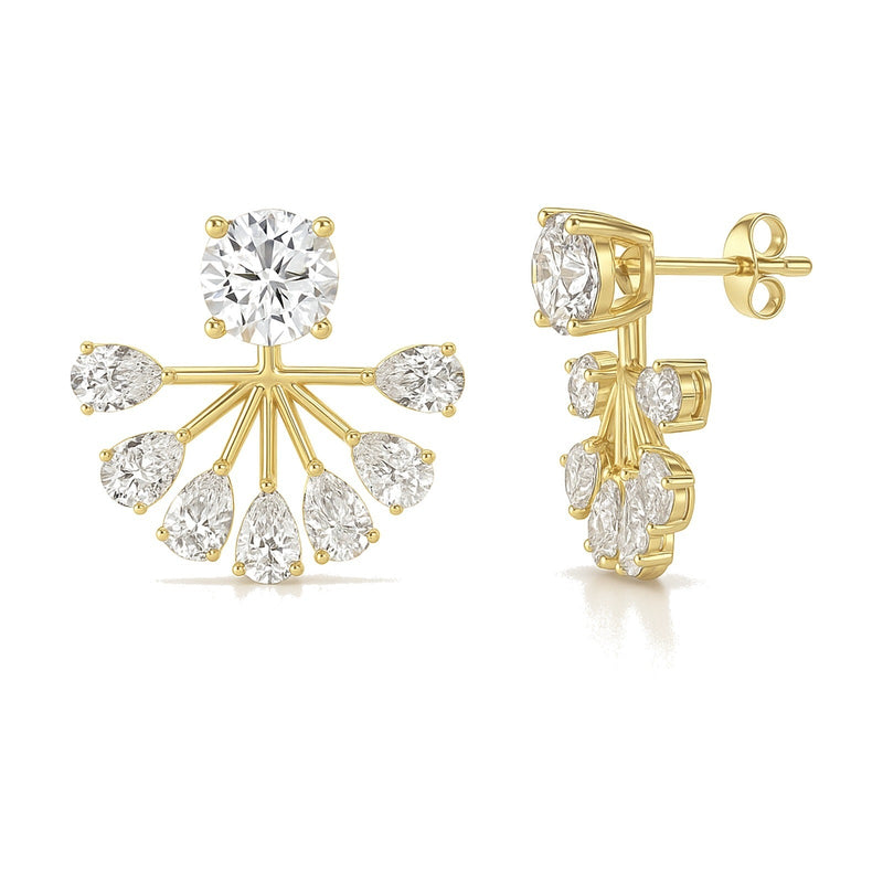 Lea earrings in 14K yellow gold with a round-cut lab-grown diamond