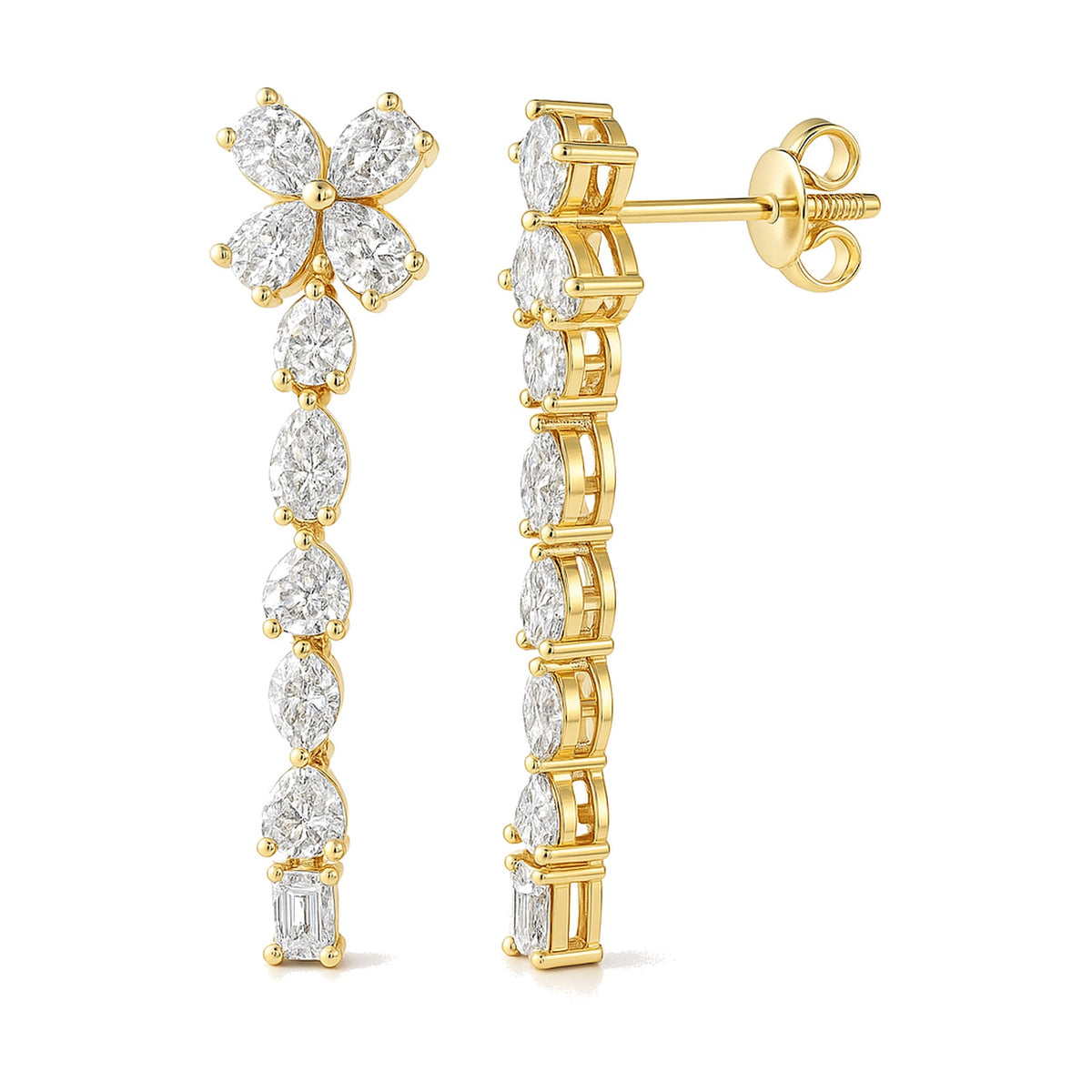 Lena earrings in 14K yellow gold with a lab-grown diamond