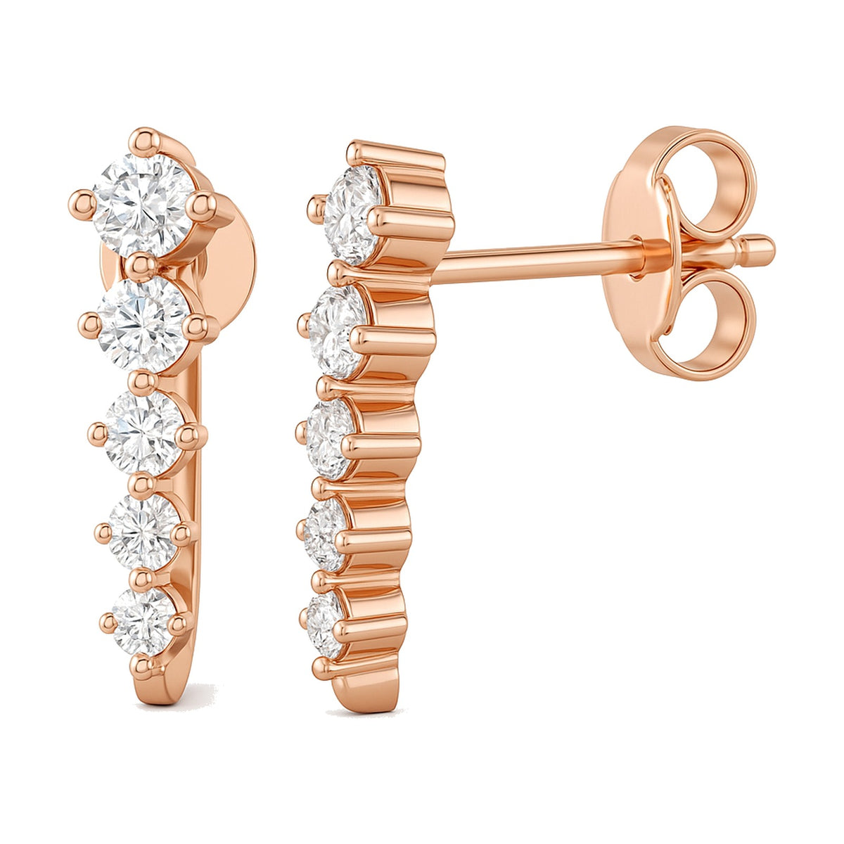 Lia earrings in 14K rose gold with a lab-grown diamond