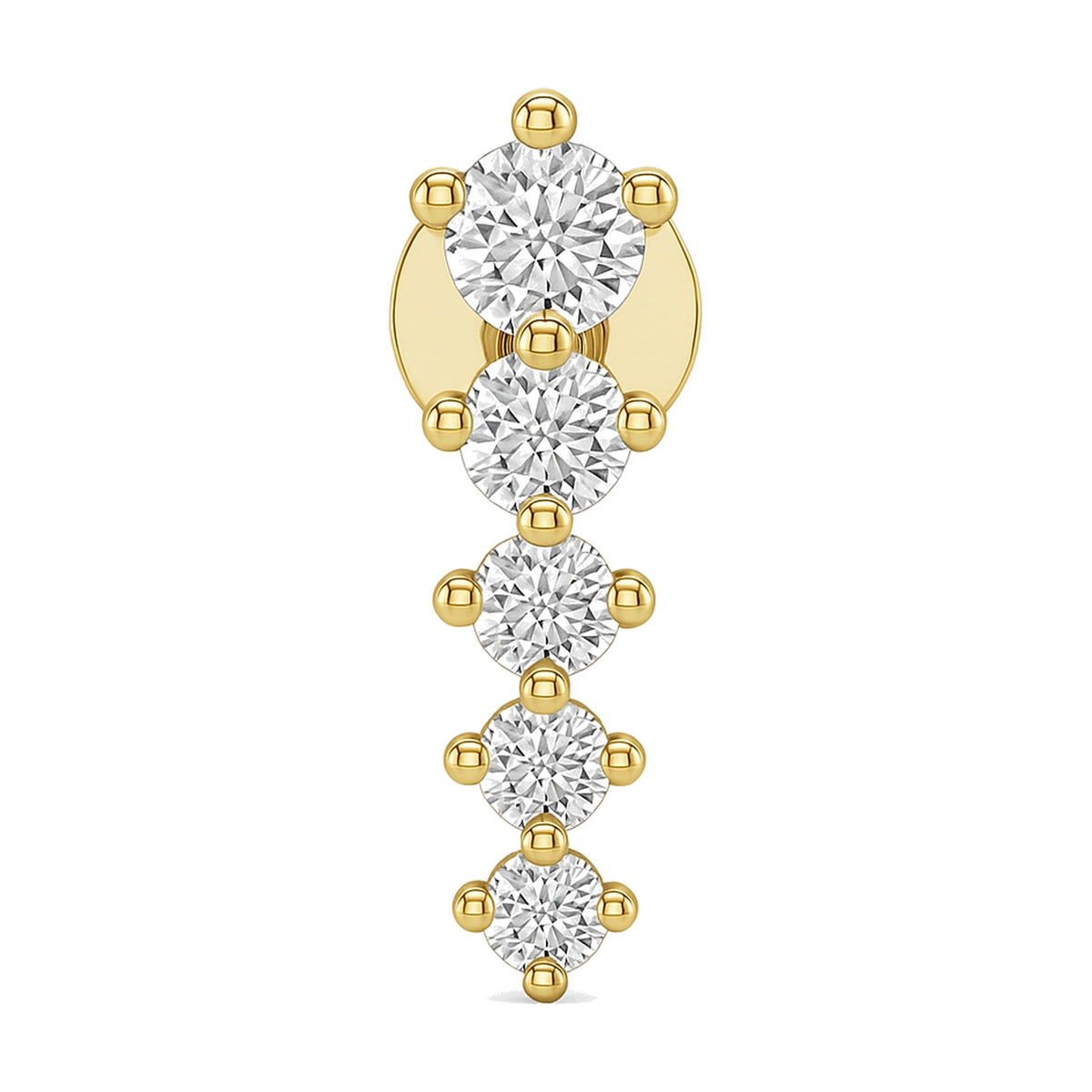 Lia earrings in 14K yellow gold with a lab-grown diamond