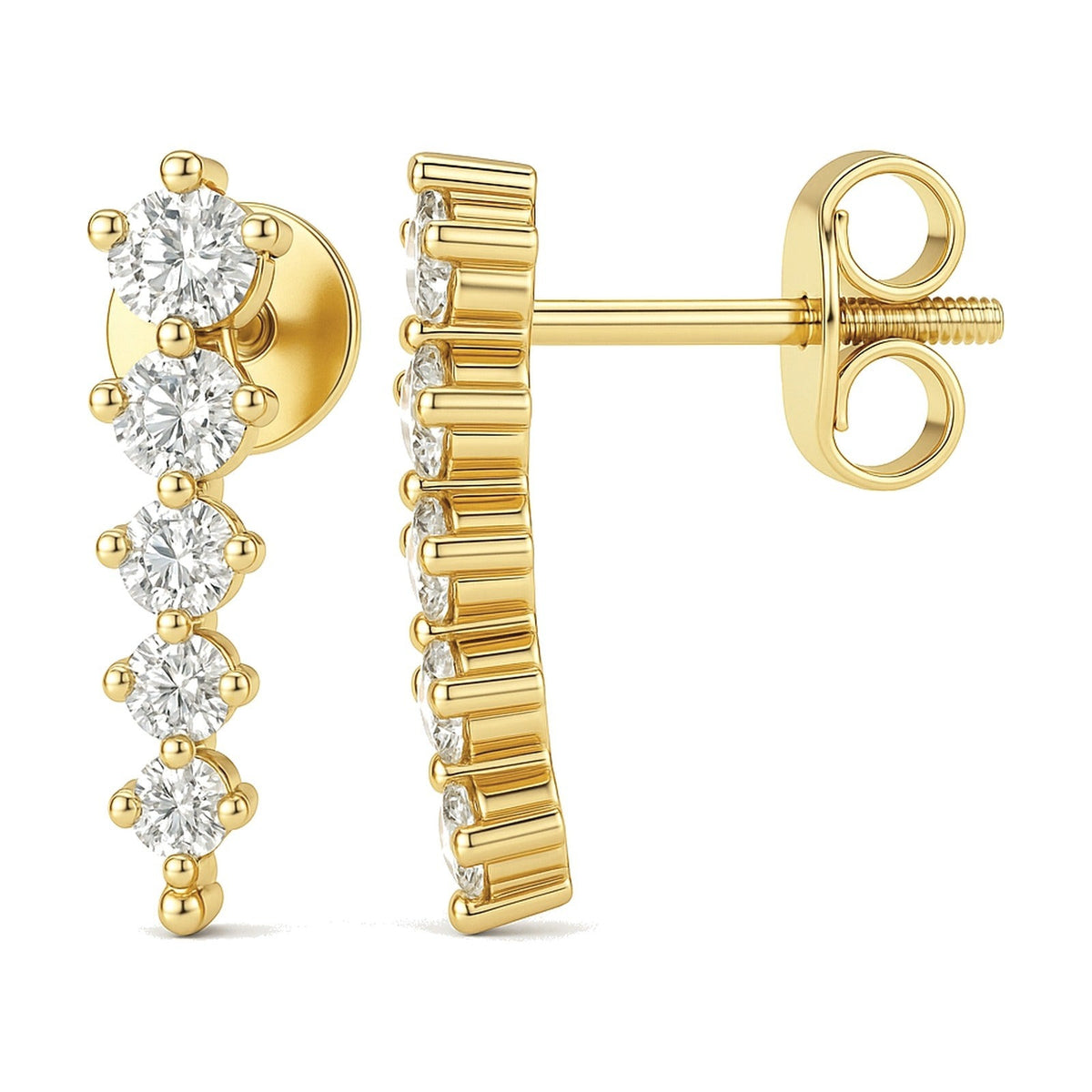 Lia earrings in 14K yellow gold with a lab-grown diamond