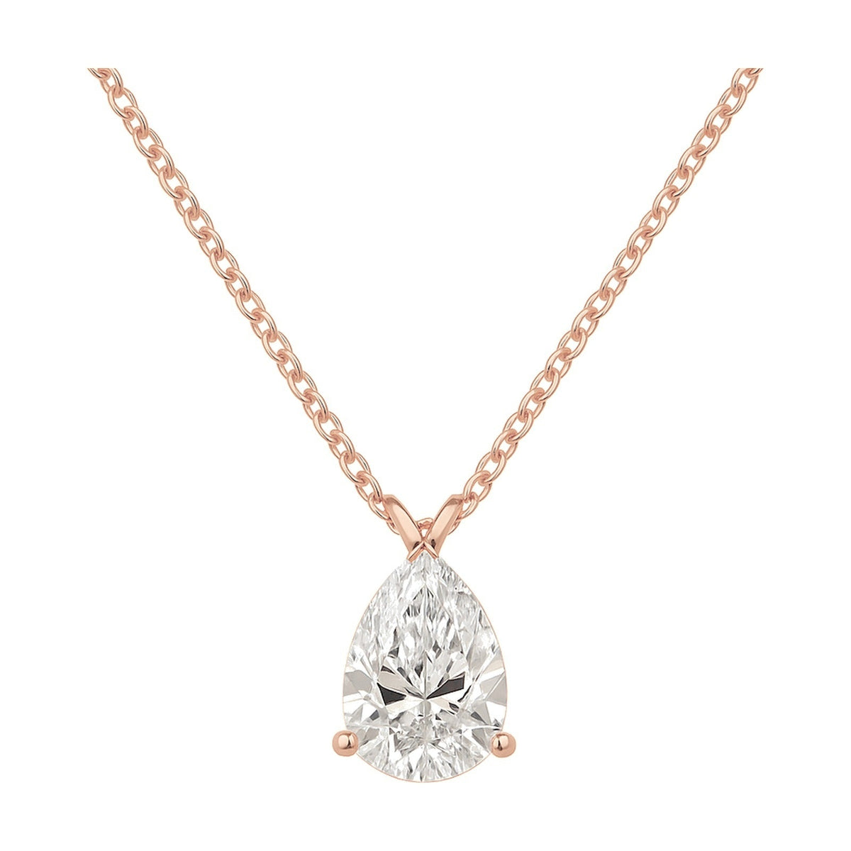 Lorena pendant in 14K rose gold with a pear-cut lab-grown diamond