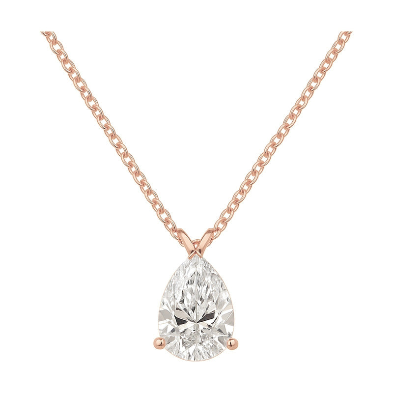 Lorena pendant in 14K rose gold with a pear-cut lab-grown diamond