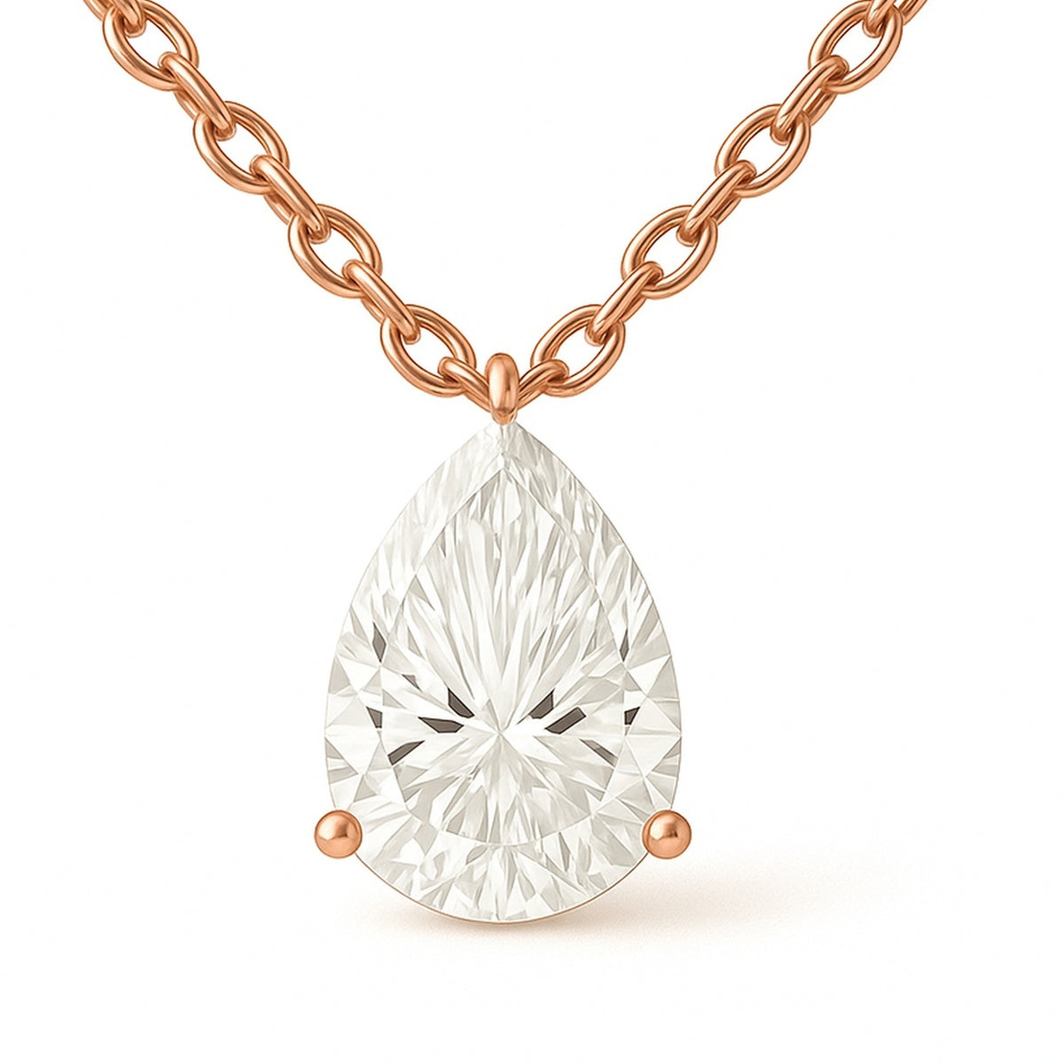 Lorena pendant in 14K rose gold with a pear-cut lab-grown diamond