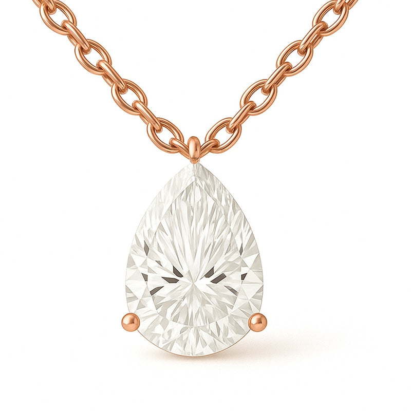 Lorena pendant in 14K rose gold with a pear-cut lab-grown diamond