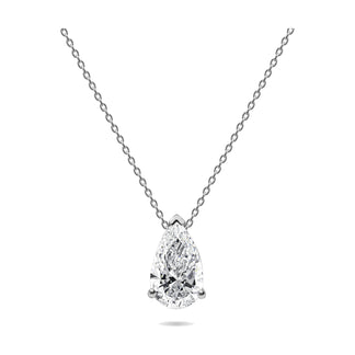 Lorena pendant in 14K white gold with a pear-cut lab-grown diamond