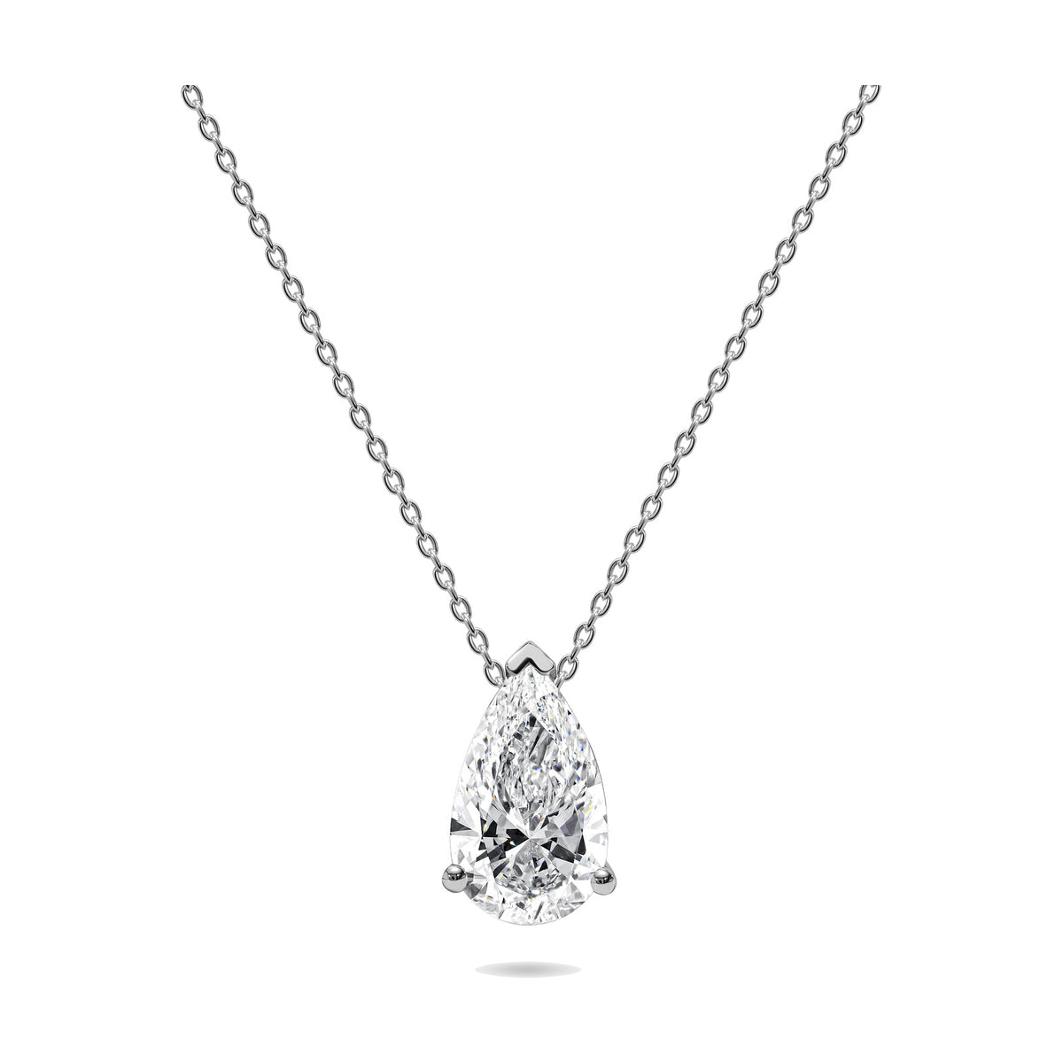 Lorena pendant in 14K white gold with a pear-cut lab-grown diamond