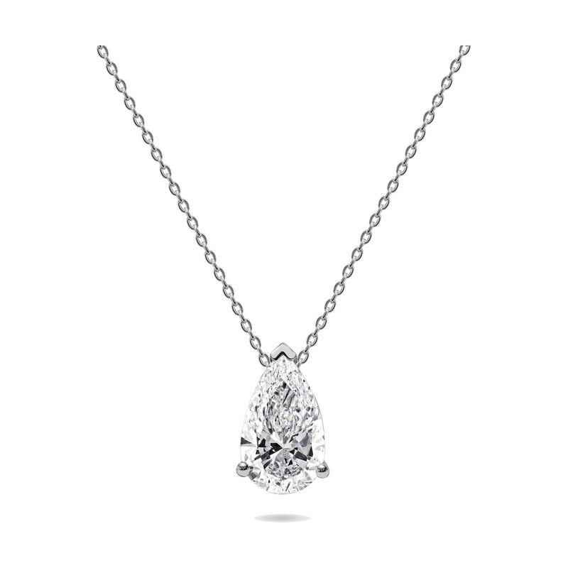 Lorena pendant in 14K white gold with a pear-cut lab-grown diamond