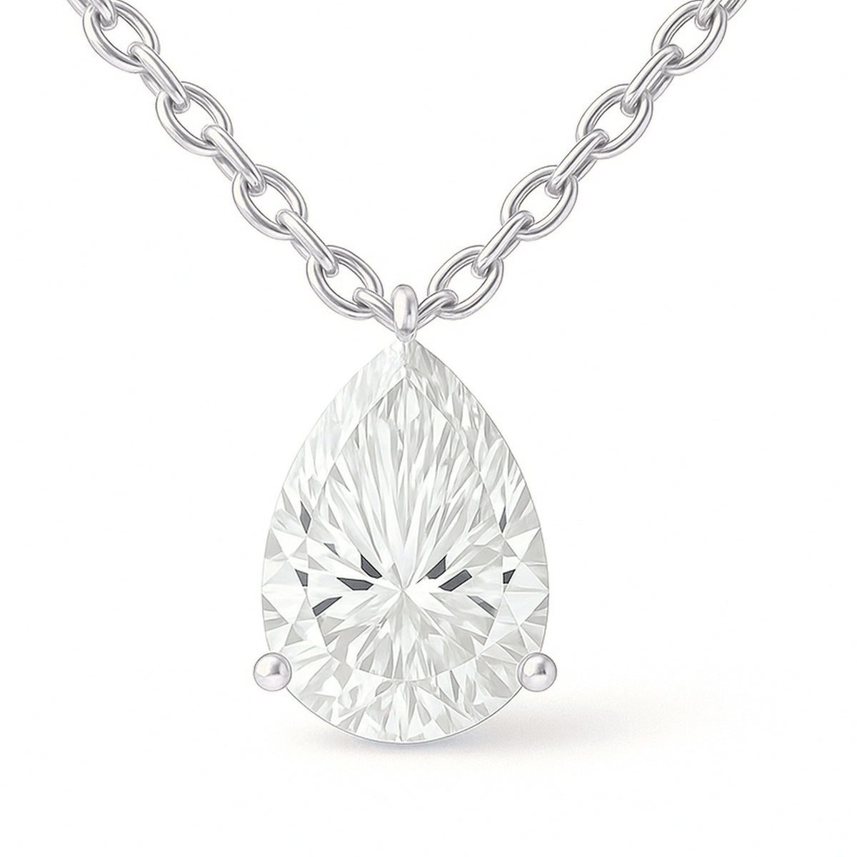 Lorena pendant in 14K white gold with a pear-cut lab-grown diamond