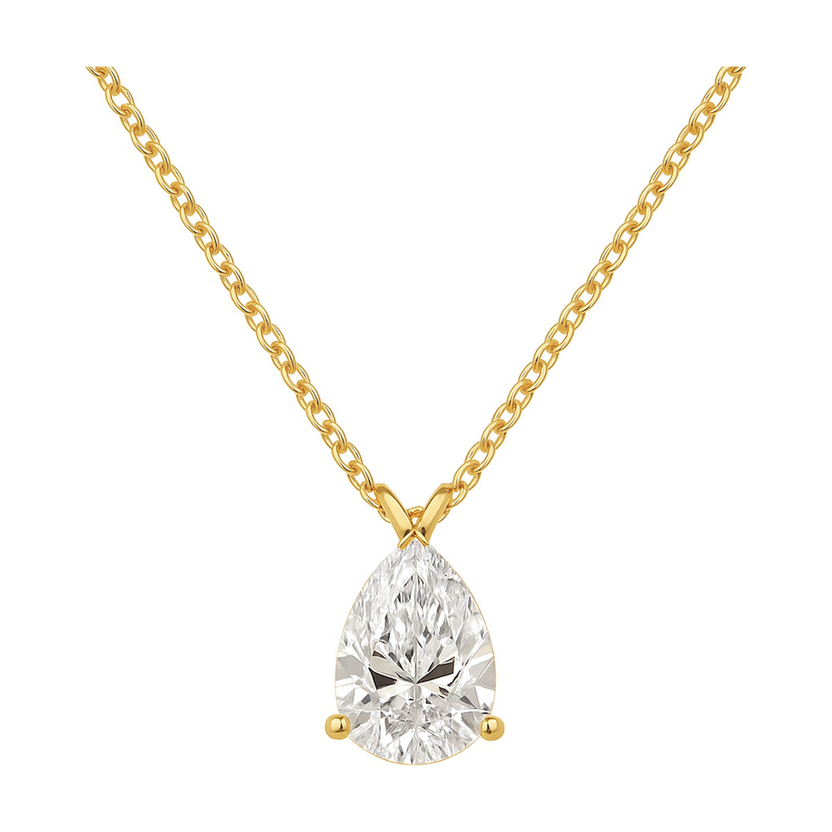 Lorena pendant in 14K yellow gold with a pear-cut lab-grown diamond