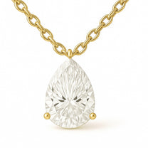 Lorena pendant in 14K yellow gold with a pear-cut lab-grown diamond