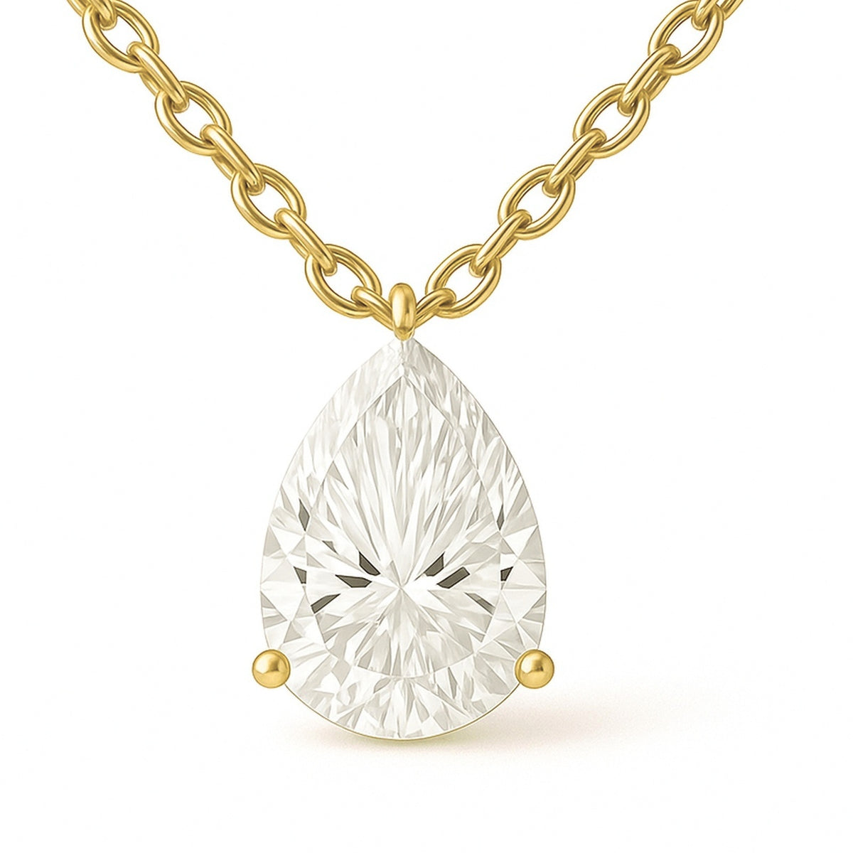 Lorena pendant in 14K yellow gold with a pear-cut lab-grown diamond