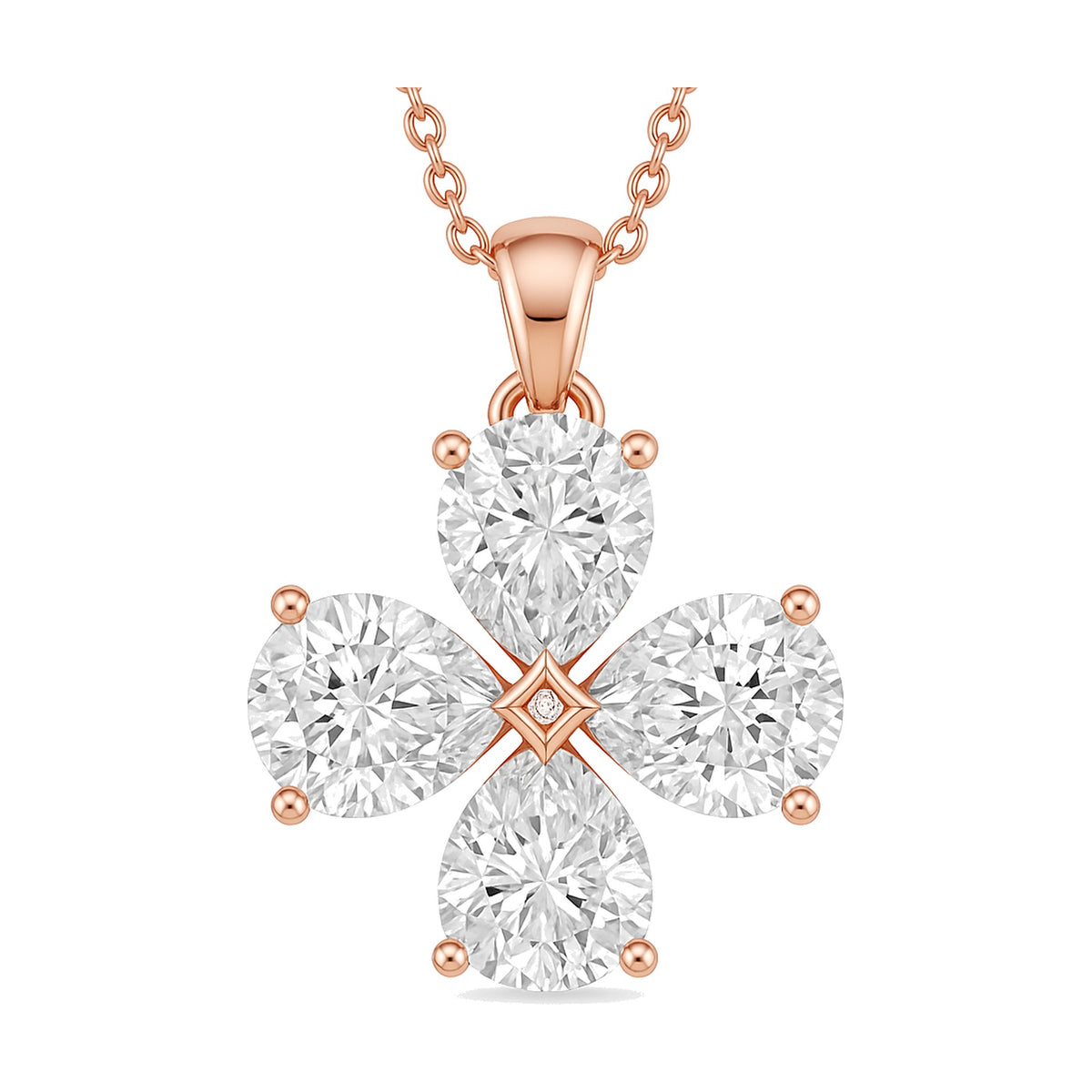 Lucia pendant in 14K rose gold with a pear-cut lab-grown diamond