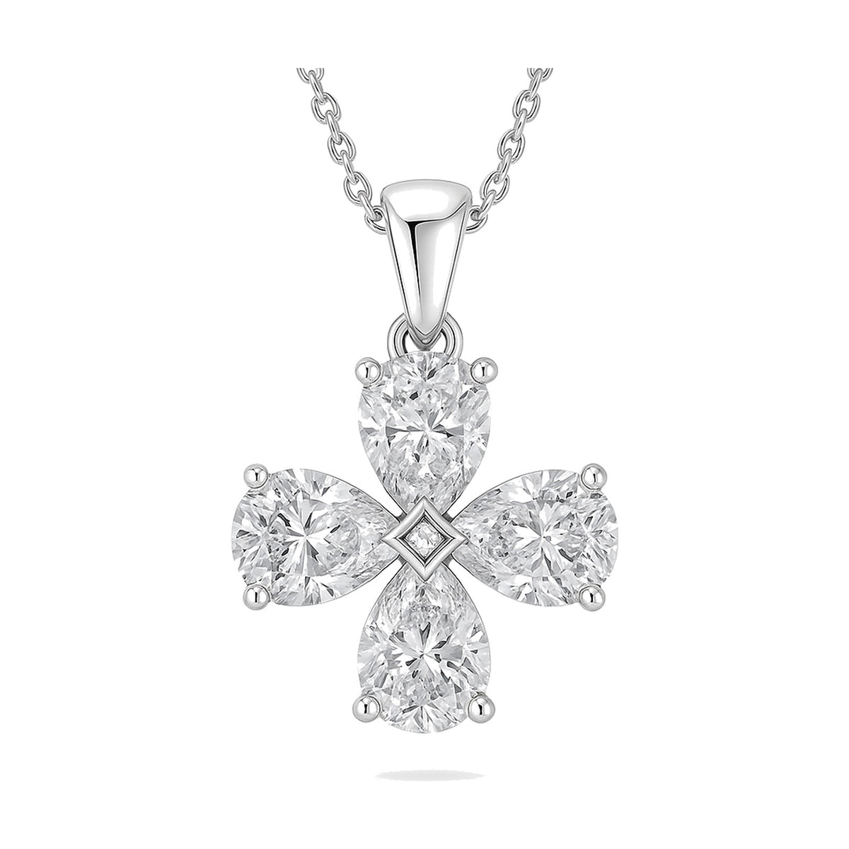 Lucia pendant in 14K white gold with a pear-cut lab-grown diamond